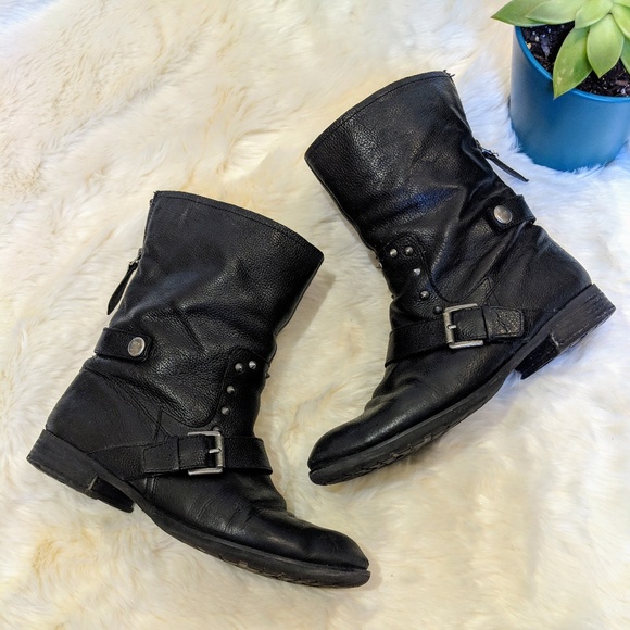 Franco Sarto Shoes - {Franco Sarto} A-Privy Black Moto Leather Boot 8